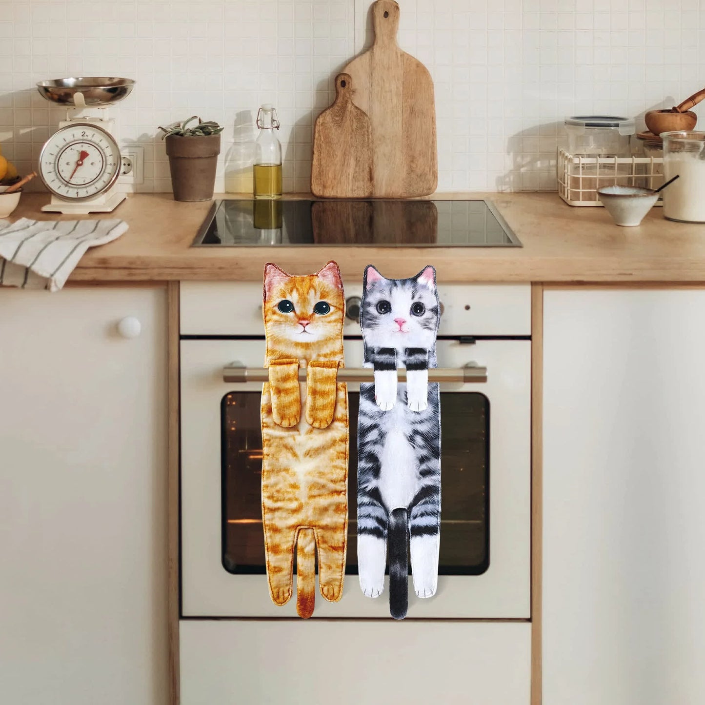 Serviette à motif chat à suspendre dans la cuisine et la salle de bain
