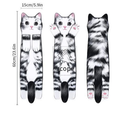 Serviette suspendue à motif chat pour la cuisine et la salle de bain - chat noir et blanc - 2 PIÈCES - image 9