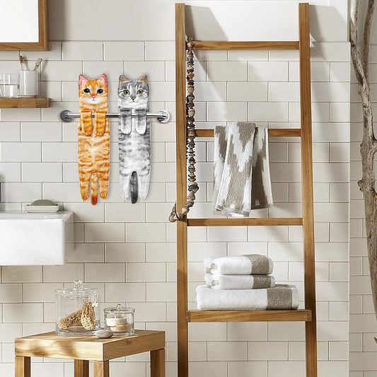 Serviette suspendue à motif chat pour la cuisine et la salle de bain - image 0