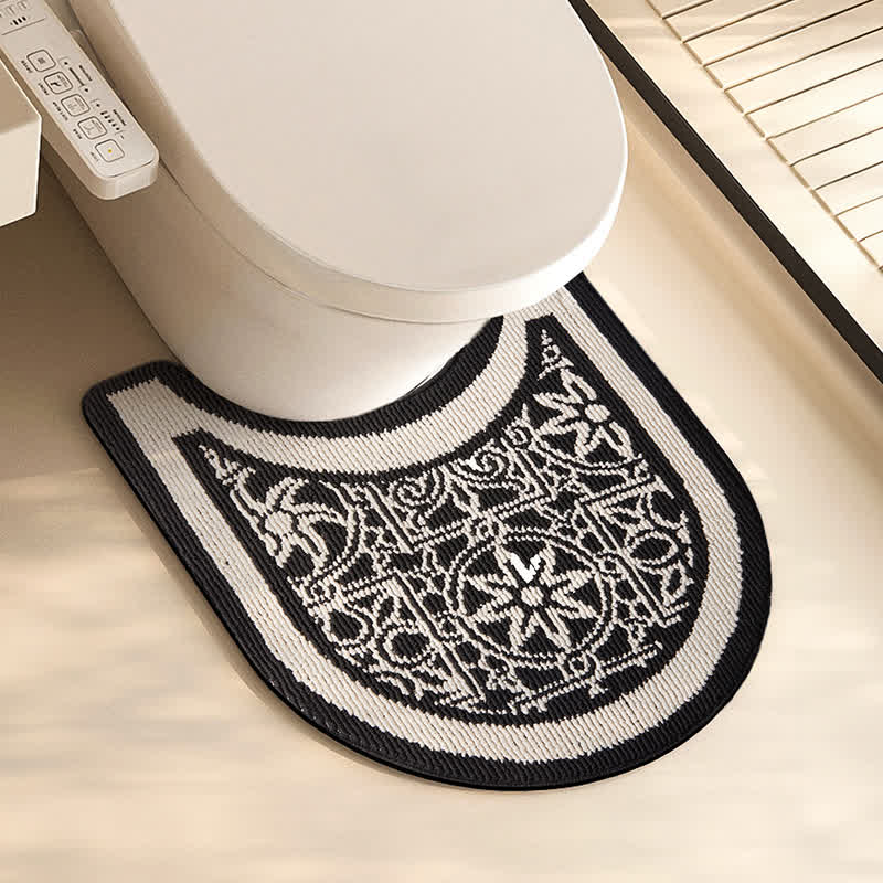 Tapis de toilette antidérapant en peluche en forme de U
