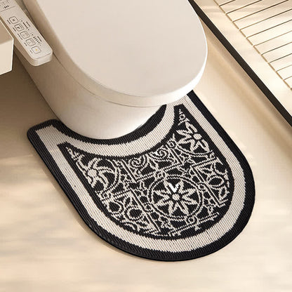 Tapis de toilette antidérapant en peluche en forme de U