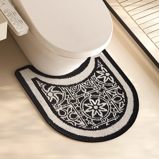 Tapis de toilette antidérapant en peluche en forme de U
