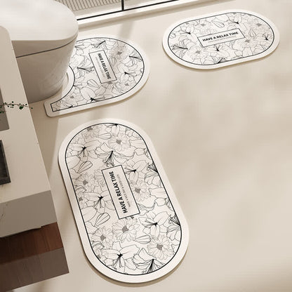 Tapis de bain antidérapant avec boue de diatomées florale