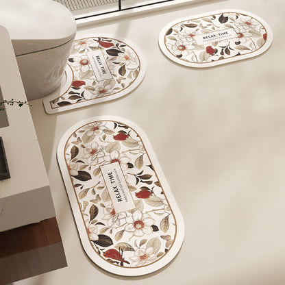 Tapis de bain antidérapant avec boue de diatomées florale
