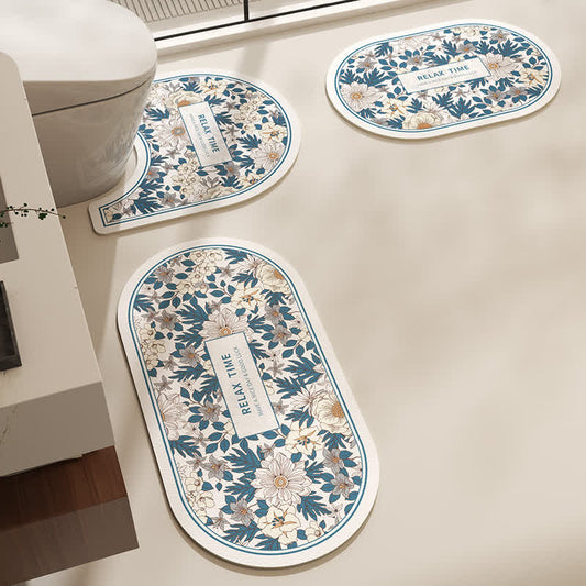 Tapis de bain antidérapant avec boue de diatomées florale
