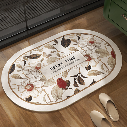 Tapis de bain antidérapant avec boue de diatomées florale