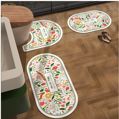 Tapis de bain antidérapant avec boue de diatomées florale