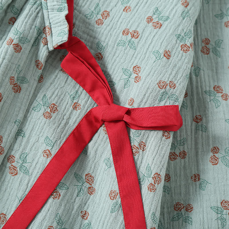 Ensemble pyjama Kimono Rural Rose en gaze de coton