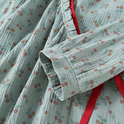 Ensemble pyjama Kimono Rural Rose en gaze de coton