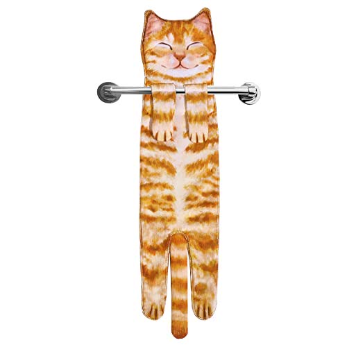 Serviette suspendue à motif chat pour la cuisine et la salle de bain - Chat souriant - 2 PIÈCES - image 7