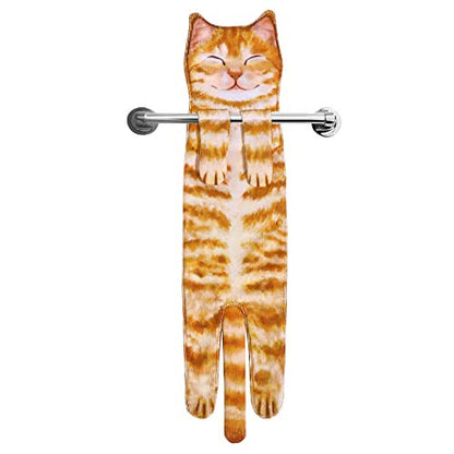 Serviette suspendue à motif chat pour la cuisine et la salle de bain - Chat souriant - 2 PIÈCES - image 7
