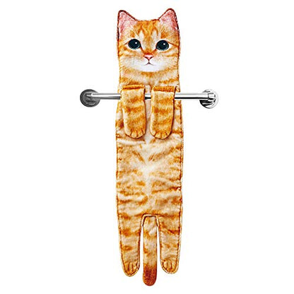 Serviette suspendue à motif chat pour la cuisine et la salle de bain - Chat à café - 2 PIÈCES - image 5