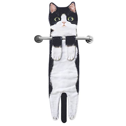 Serviette à motif chat à suspendre dans la cuisine et la salle de bain