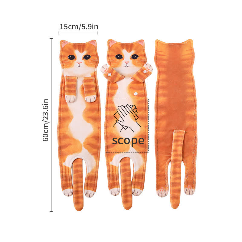 Serviette suspendue à motif chat pour la cuisine et la salle de bain - Chat mignon - 2 PIÈCES - image 6