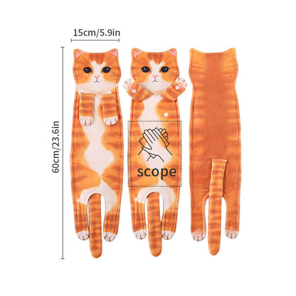 Serviette suspendue à motif chat pour la cuisine et la salle de bain - Chat mignon - 2 PIÈCES - image 6