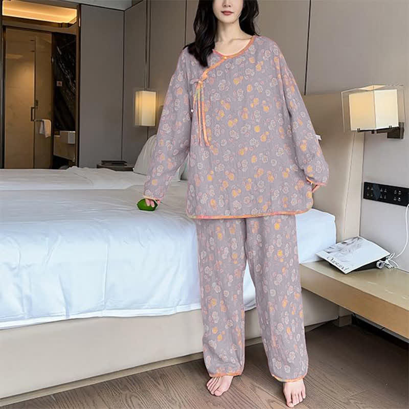 Ensemble pyjama en coton rose doux en grande taille