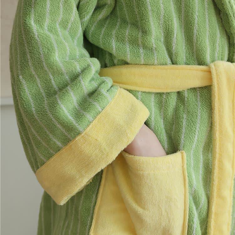 Peignoir en pur coton à rayures color block