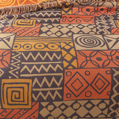 Couette réversible en gaze de coton de style bohème à motif géométrique