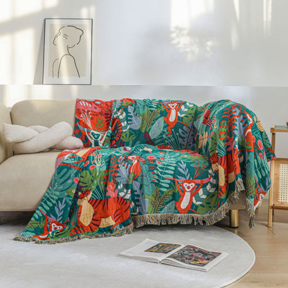 Couette réversible en gaze de coton avec animaux de la forêt