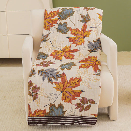 Couverture en gaze de coton respirante avec feuille d'érable