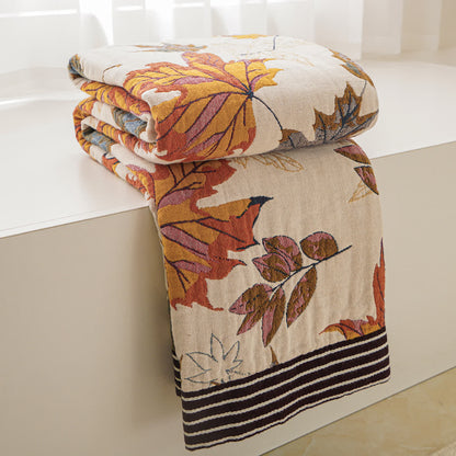 Couverture en gaze de coton respirante avec feuille d'érable