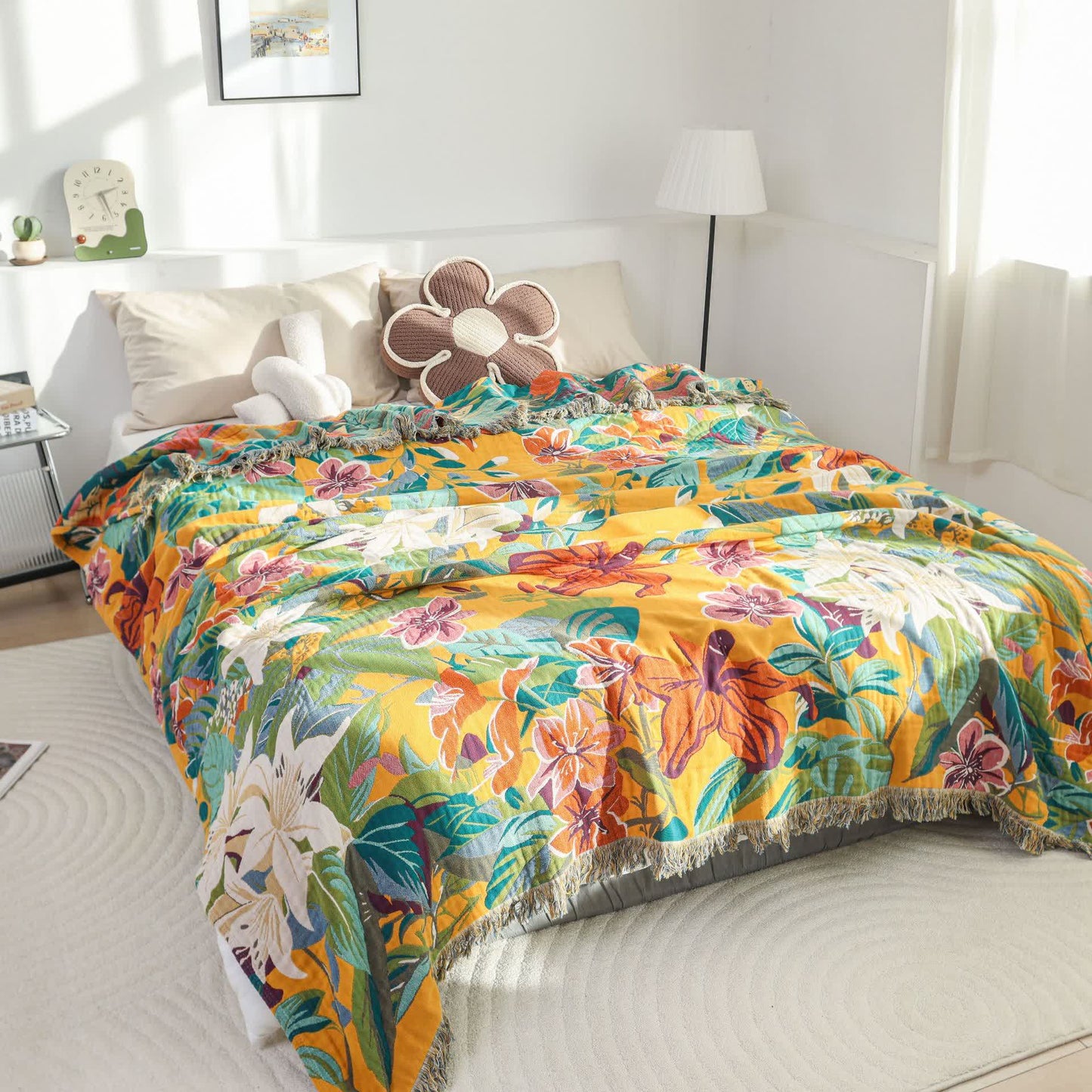 Couverture réversible en gaze de coton Rural Lily