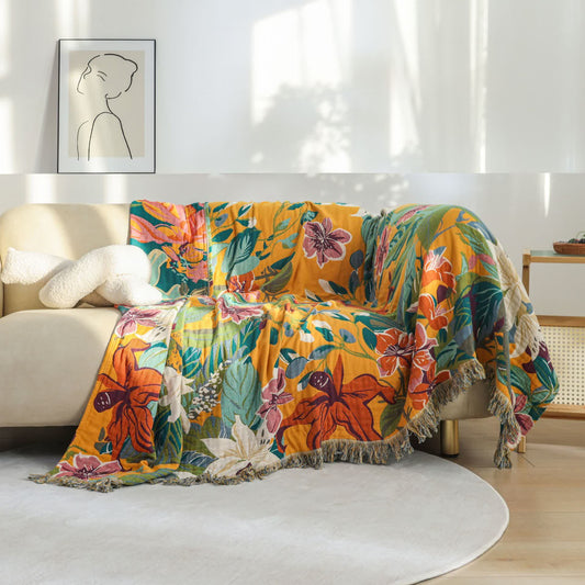 Couverture réversible en gaze de coton Rural Lily