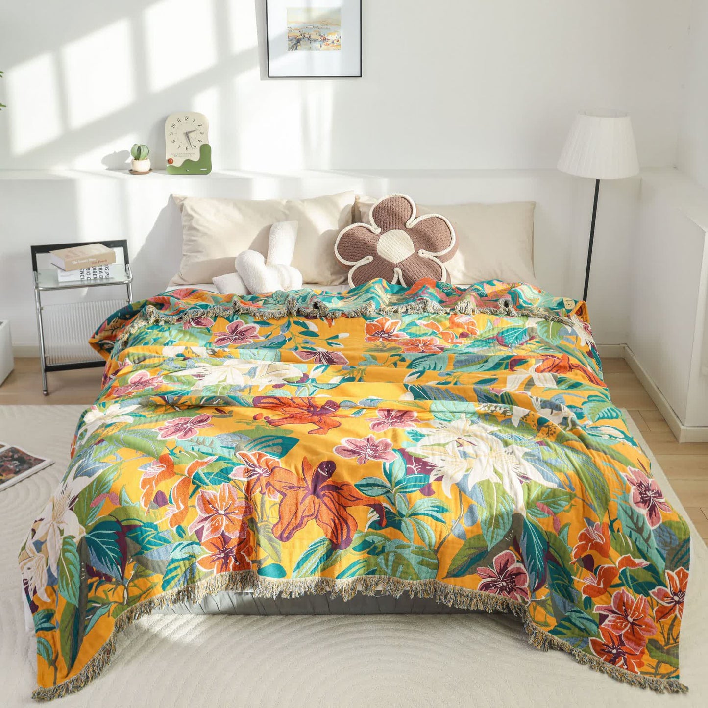 Couverture réversible en gaze de coton Rural Lily