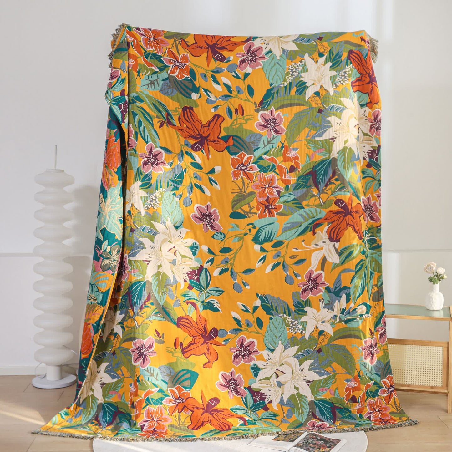 Couverture réversible en gaze de coton Rural Lily