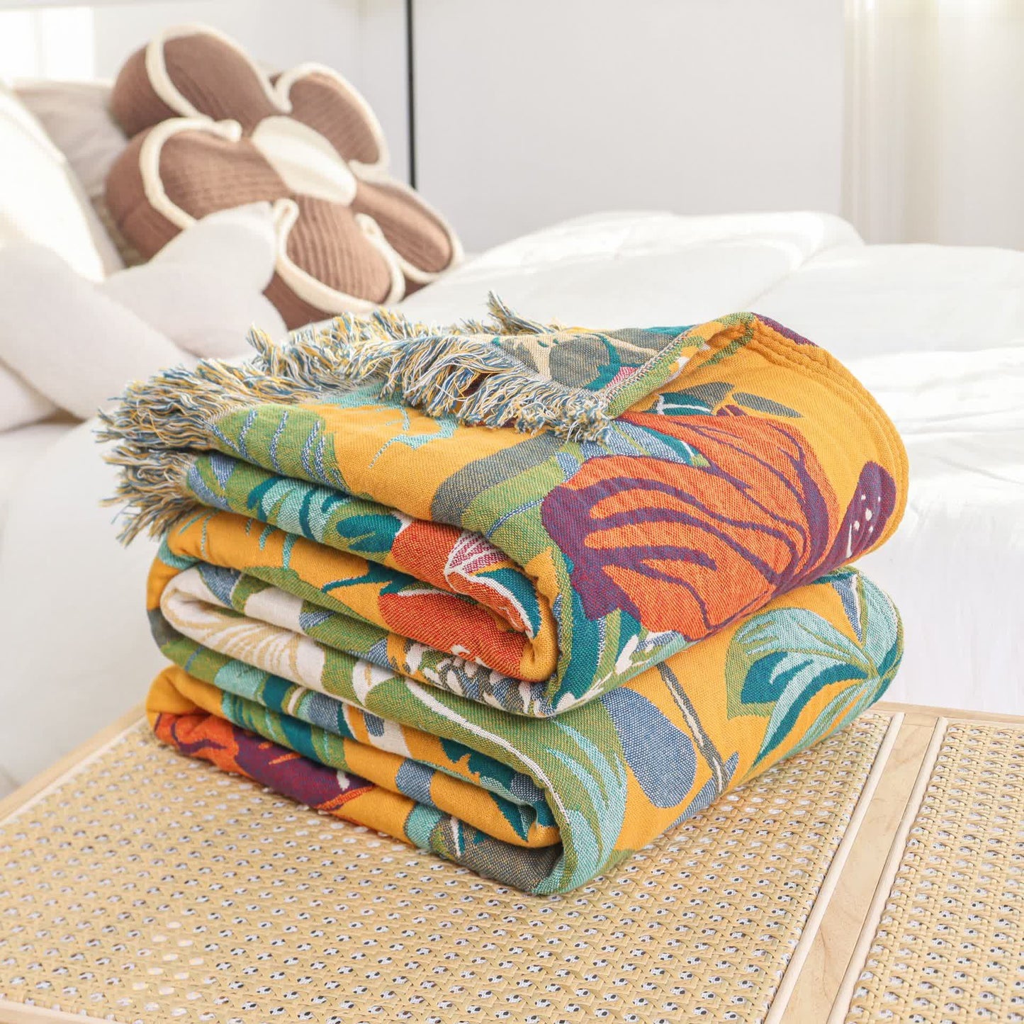 Couverture réversible en gaze de coton Rural Lily