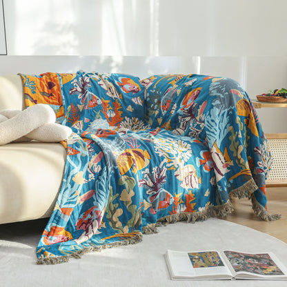 Couette en gaze de coton « Monde sous-marin »