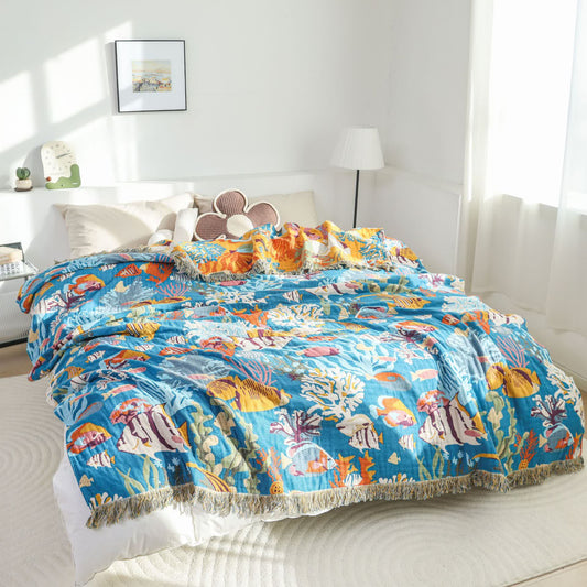 Couette en gaze de coton « Monde sous-marin »