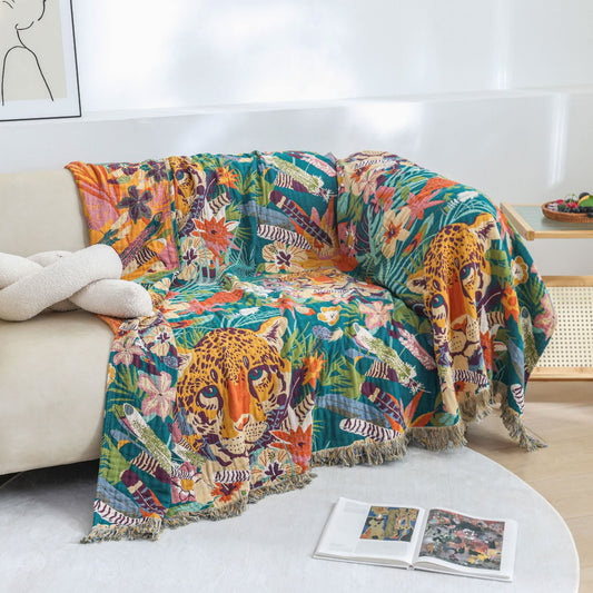 Couverture légère en pur coton de style tropical