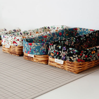 Panier de rangement en tissu rural fait main