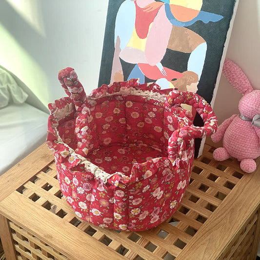 Joli panier de rangement de table en tissu fait main