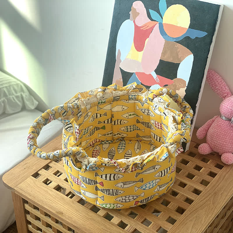 Joli panier de rangement de table en tissu fait main