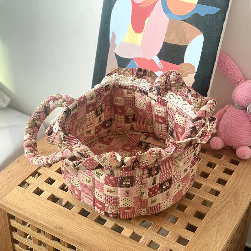 Joli panier de rangement de table en tissu fait main