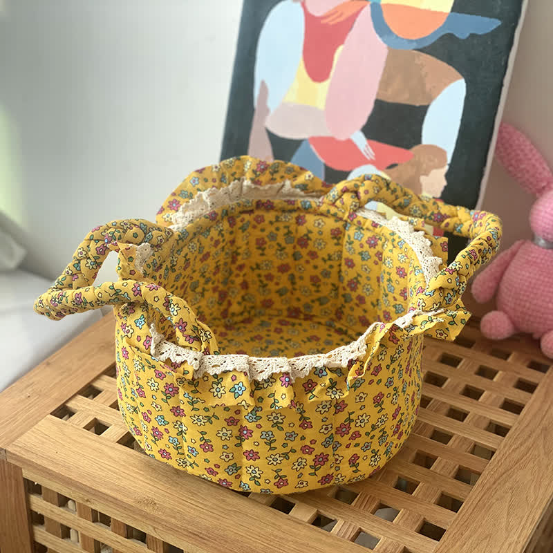 Joli panier de rangement de table en tissu fait main