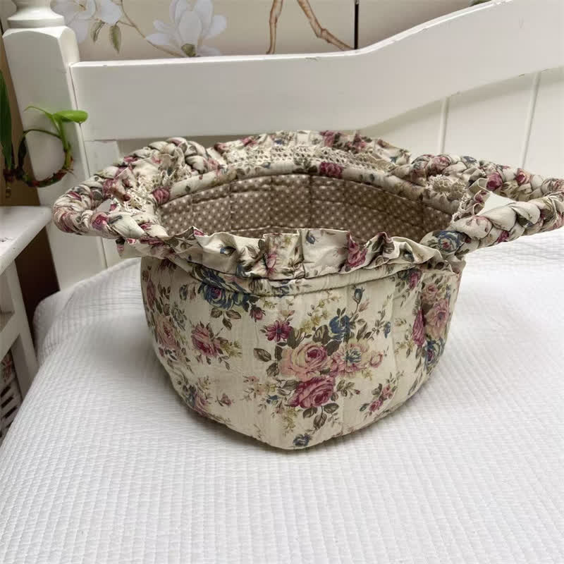 Joli panier de rangement de table en tissu fait main