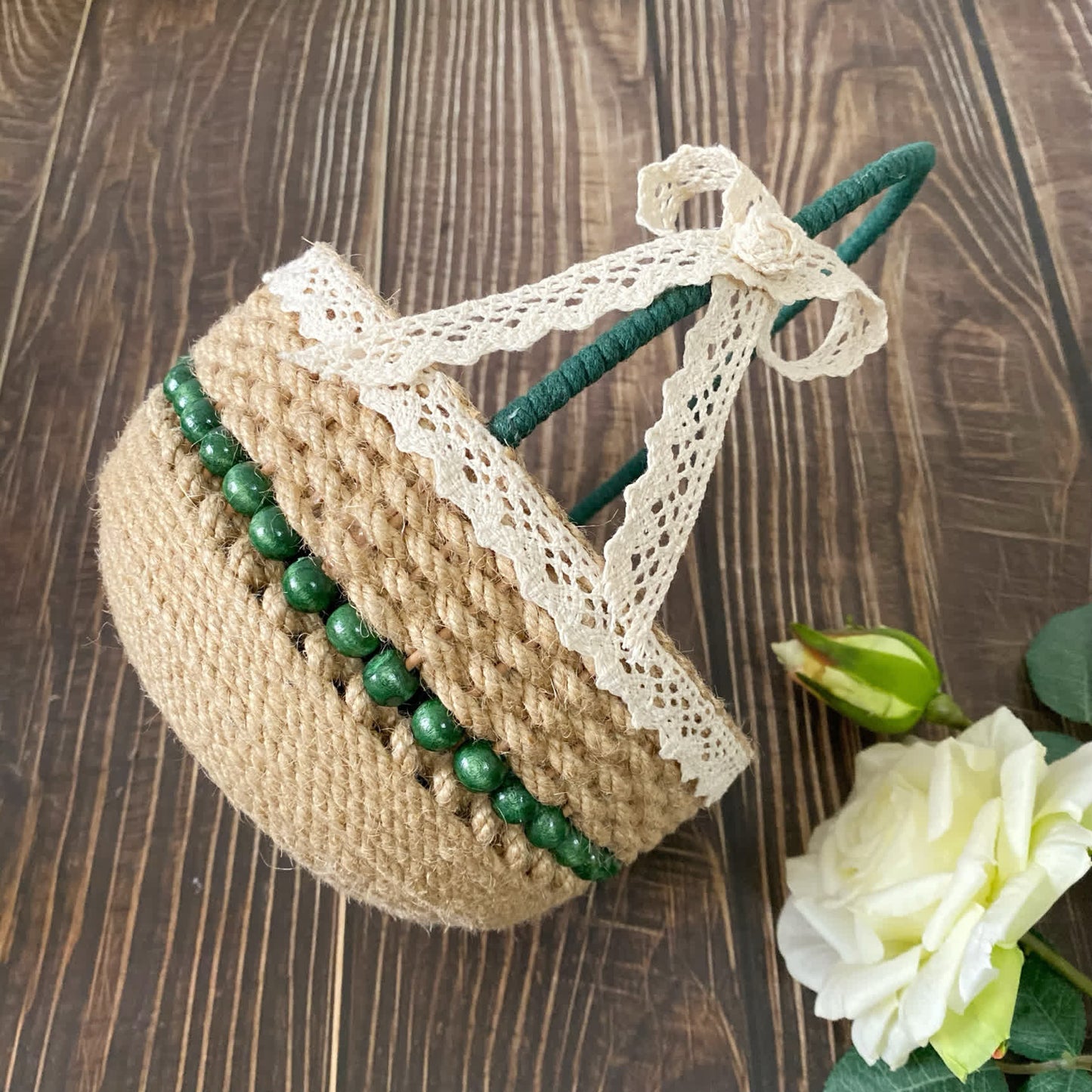 Panier de rangement de table fait main avec motif tournesol