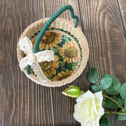 Panier de rangement de table fait main avec motif tournesol