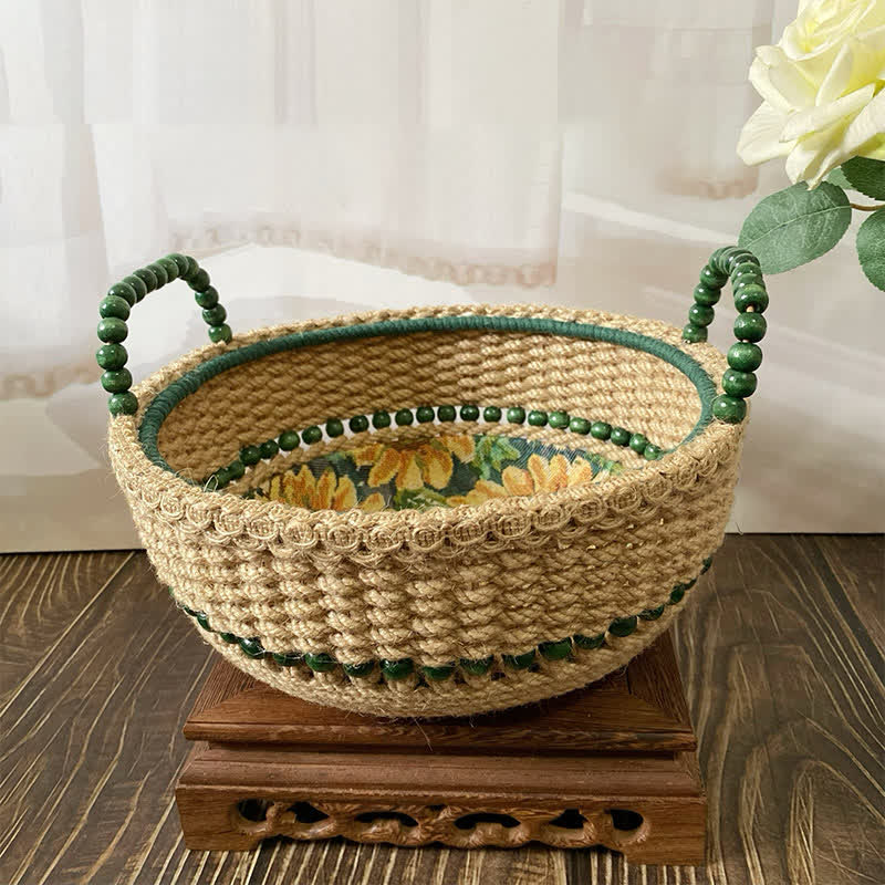 Panier de rangement de table fait main avec motif tournesol