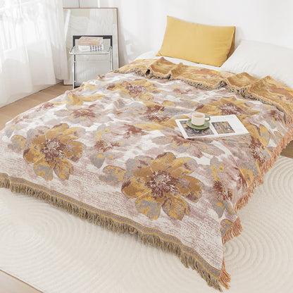 Couette réversible en gaze de coton à fleurs fleuries