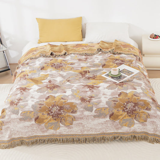 Couette réversible en gaze de coton à fleurs fleuries