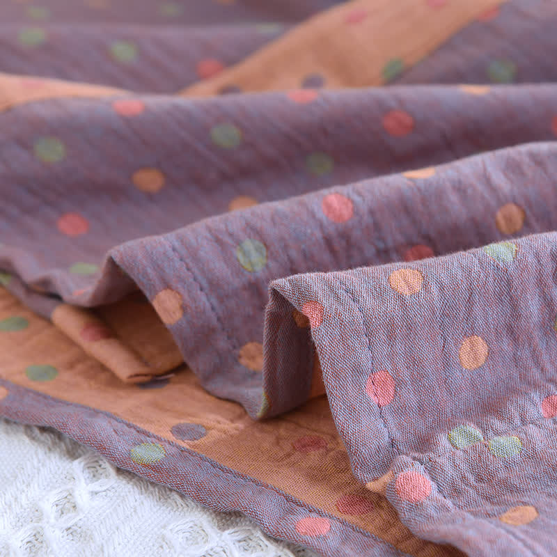Peignoir kimono en gaze de coton à pois colorés