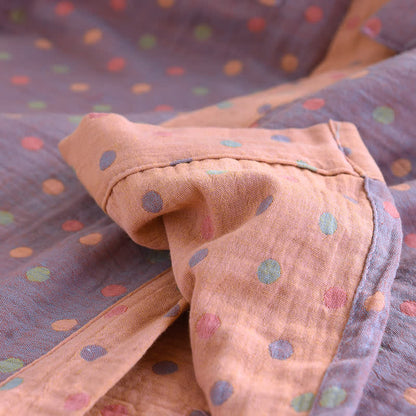 Peignoir kimono en gaze de coton à pois colorés