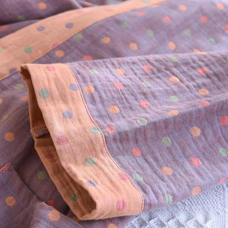 Peignoir kimono en gaze de coton à pois colorés