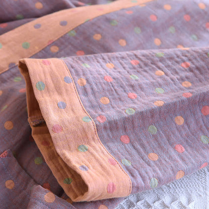 Peignoir kimono en gaze de coton à pois colorés
