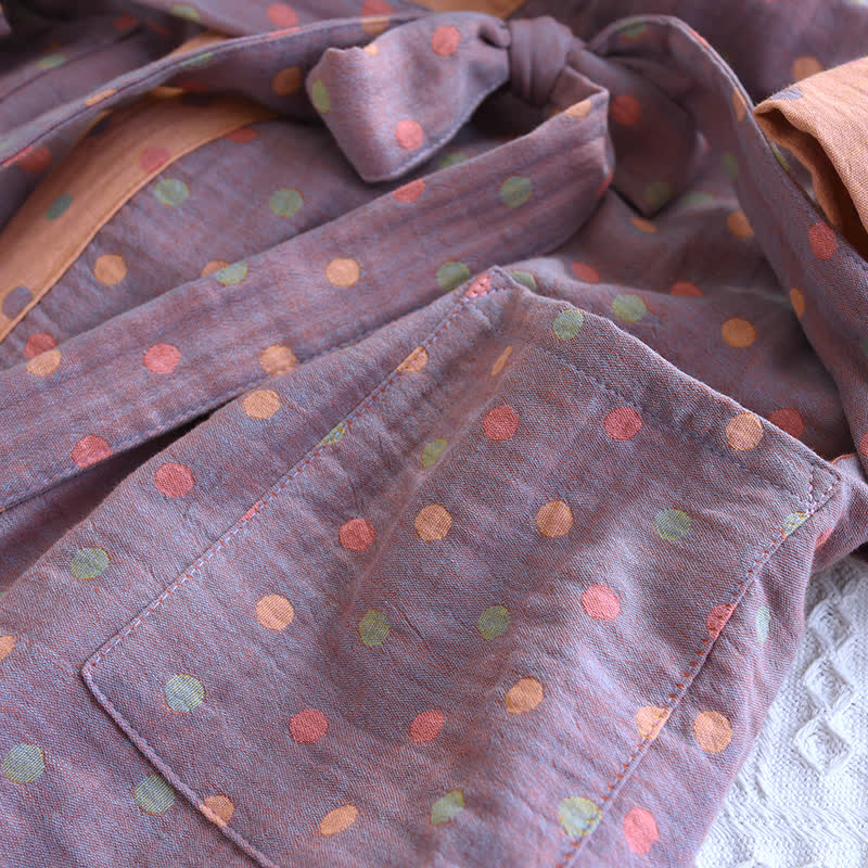 Peignoir kimono en gaze de coton à pois colorés