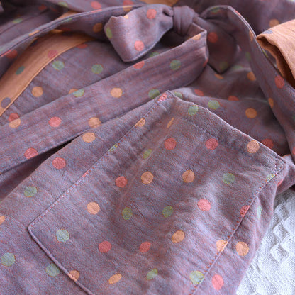Peignoir kimono en gaze de coton à pois colorés